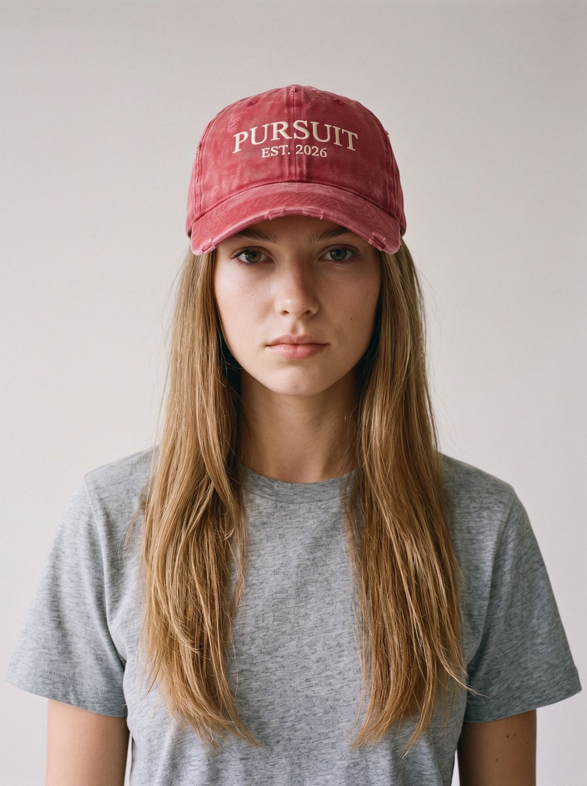Gorra Pursuit Est. 2026 · Rojo con modelo